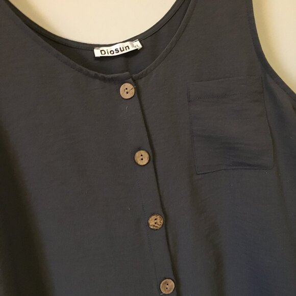 Diosun Dusky Grey Wooden Button Down Tank Top - Picture 3 of 11